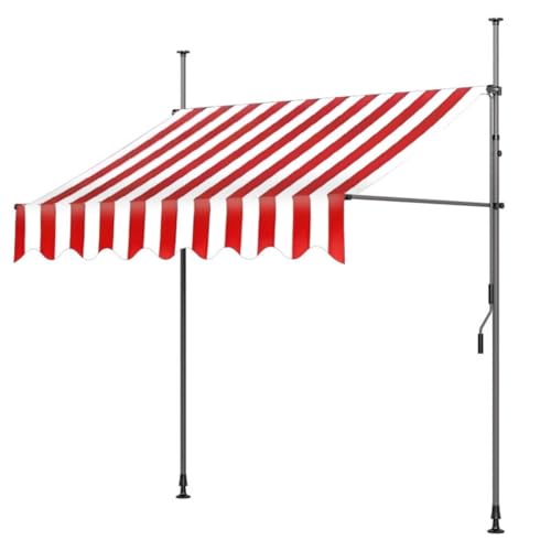 sunbiaouk Intrekbare terraszonwering voor buiten, verstelbare pergola-schaduw, Hoek- en hoogteverstelbaar, tuinoverkapping met handzwengel, Geen Boren(A,6.6ftx3.9ft)