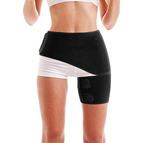 Copper Compression Groin Thigh Sleeve Hip Support Wrap. Adjustable Neoprene Brace Hamstring, Quad, Pulled Muscle, Lower Back, Sciatica Nerve, Hip Flexor, Strain, Arthritis. Fit For Men And Women. #TOP5