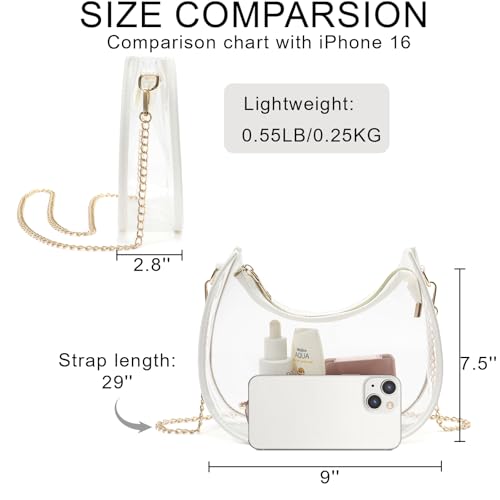 NEOREAL Clear Bag for Stadium Events, Small Crescent Underarm Purse, Shoulder Bag Handbag for Women Transparent, Concert Bag3