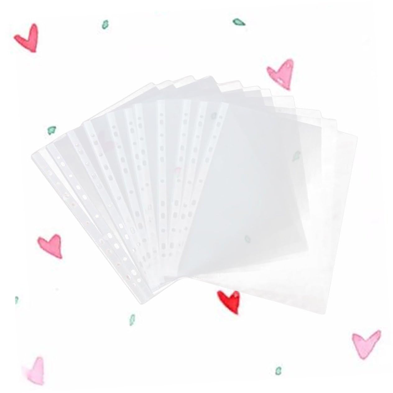 STOBOK Protectores De Hojas A4 Transparente 11 Orificios Bolsa Protectora Para Archivos Resistentes Sin Ácido Para Oficina Escuela y Hogar, Paquete 100 Unidades