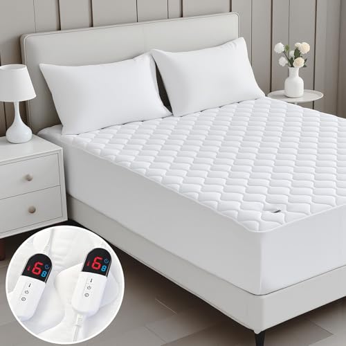 Easthome Heated Mattress Pad California King Size, Quilted Electric Mattress Pad, Dual Controller,...