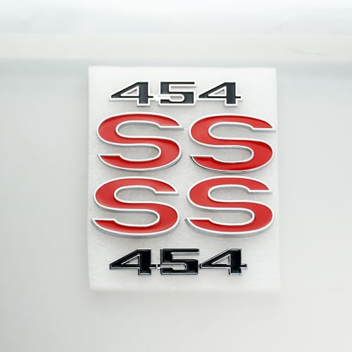 Image of 6Pcs Set SS 454 Fender Emblem 3D Tape Badge Sticker Nameplate Letter Replacement for 1970 1971 1972 El Camino Malibu (Red Black)