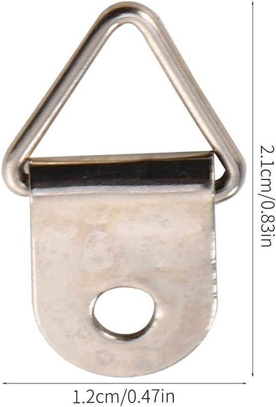 50PCS Iron Picture Frame Hangers, Triangular D Ring Wall Hook for Photos, Heavy Duty Hanging Hardware for Wooden Frames, Cross Stitch, Exhibition Display, Black and Silver Small Fasteners(Silver)