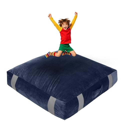 GYMMALL Crash Pad for Children Blue Sensory Crash Pad for Kids Thickened Autism Crash Mat for Jumping Climbing and Playing for Home School Special Educational Settings