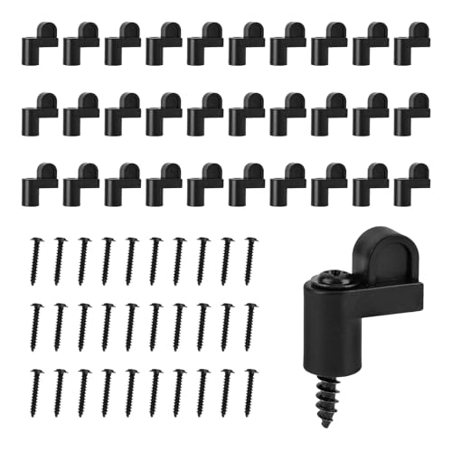 Goktvai 30 Uds 3/8 de Pulgada Clips de Ventana para Mosquitera con Tornillos, Plástico Clip Ventanas Contra Tormentas para Asegurar Pantallas Invierno y Paneles Contra Tormentas (Negro)