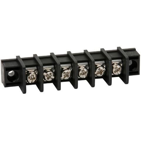 NTE Electronics 25-B100-06 Series 25-B100 Terminal Block Barrier Strip, Solder Lug Type, 25 Amp, 6 Pole, 9.50 mm Pitch, 300V, 22-12 AWG Wire Range Cover