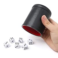 Würfelbecher aus PU-Leder mit 6 Würfeln, Innenfutter aus Filz, geräuscharmer Shaker für Yahtzee-Spiel