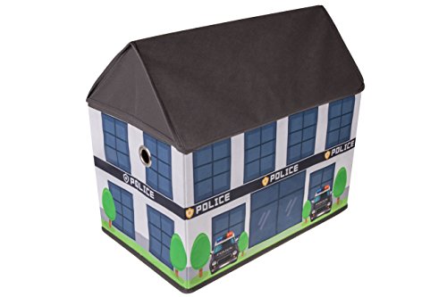 Clever Creations Police Station Collapsible Storage Organizer Folding Storage Box for Bedroom, Living Room, & Family Room | Perfect Size for Books, Clothes, Electronics, or Gadgets