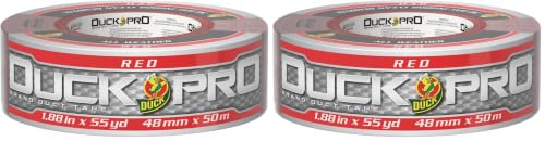 Image of Duck Pro Heavy Duty Duct Tape for Long Lasting Repairs, 2 inch Wide (1.88 in x 55 Yds) Performance Grade Tape with Waterproof Backing, Red, 1 Roll (Pack of 2)