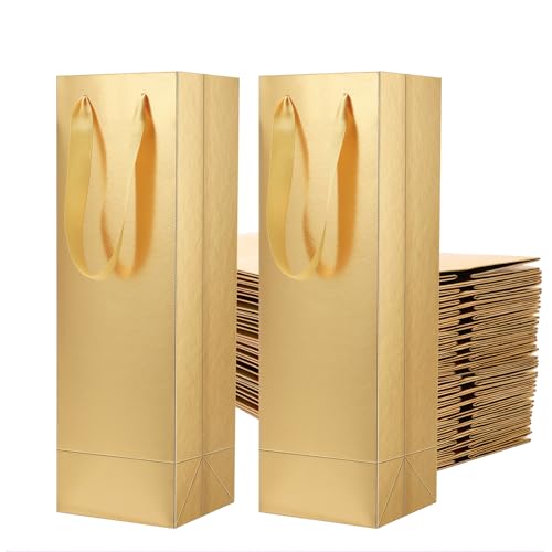 MALICPLUS 36 Wine Bottle Bags - Luxury Gold Gift Bags