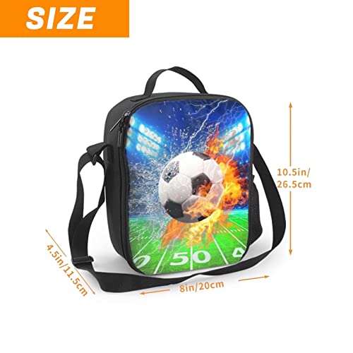 Pauseboll Soccer Lunch Bag Insulated - Football Sports Lunch Box For Boys Girls Teens Reusable Portable Waterproof Lunch Bags With Adjustable Shoulder Strap And Side Pocket For Picnic School Office #TOP1