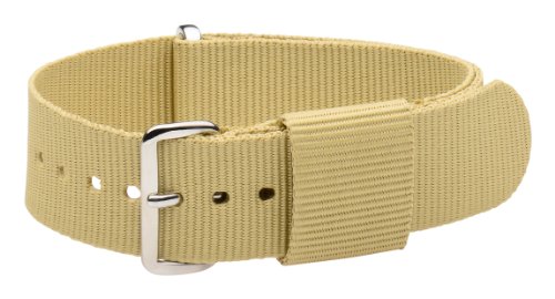 Clockwork Synergy, LLC 18mm Ballistic Ss Nylon Loop Solid Khaki Interchangeable Replacement Watch Strap Band