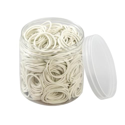 ZZJMCH 600 bandas de goma pequeñas de 1 pulgada, bandas elásticas de goma elásticas de uso general, bandas elásticas resistentes para el hogar, oficina, escuela, suministros de papelería (blanco)