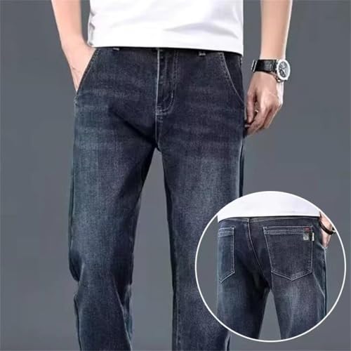 Men's Commute Denim Pants Daily Slim Fit Trousers Classic Middle-Waist Jeans2