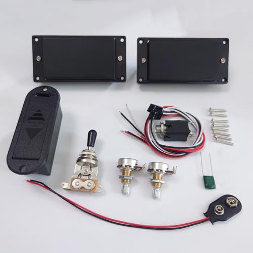 Active Humbucker Pickups Set Compatible with Active 81 85 Style, Matte Black, 25K Pots Wiring Kit, for Fender Strat HH & Most HH Electric Guitars, High Output Tone for Rock Metal (Pickups Set 2 Pot)