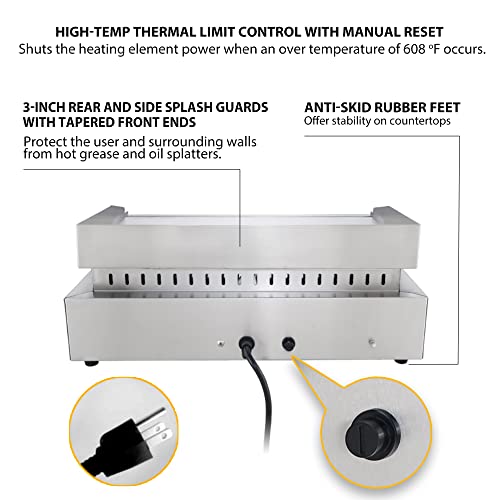 Festa Essential 20" Electric Flat Top Grill, Indoor Commercial