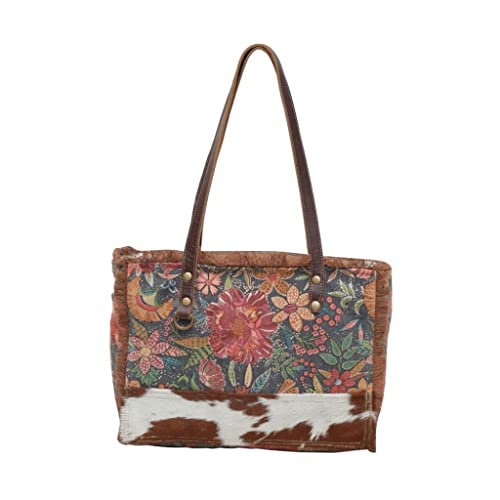 Image of Myra Bag Floral Purses for Women - Cow Hide Bag, Genuine Leather and Canvas Floral Purse, Cowhide Flower Handbags for Women