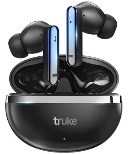 Image of truke [ Buds Q1 Lite True Wireless Earbuds with 48H Playtime, Crystal-Clear Calls, Fast Charging, Elegant Royal Design, Bluetooth 5.4, Noise Cancellation, Gaming Mode, Brand Warranty