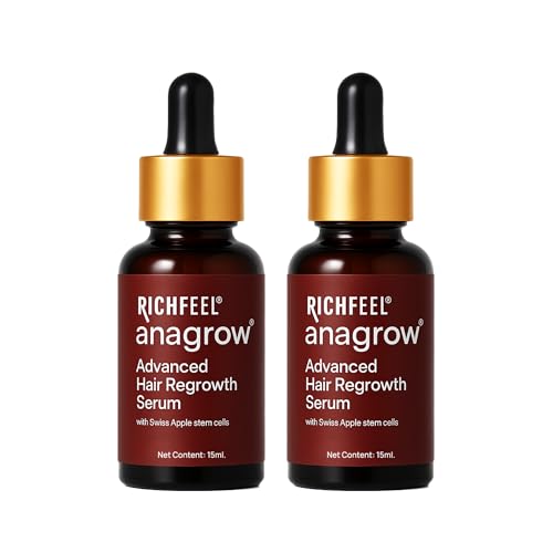 Image of Richfeel Anagrow Advanced Hair Regrowth Serum - A Swiss Formula • Controls Hair Fall • Stimulates Regrowth • Boosts Density • Lightweight Formula (2x15ml)