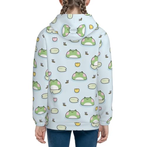 Cute Frog Stay on Leaf Kids Pullover Hoodies Boys Sweatshirts Girls Athletic Clothes with Pocket4