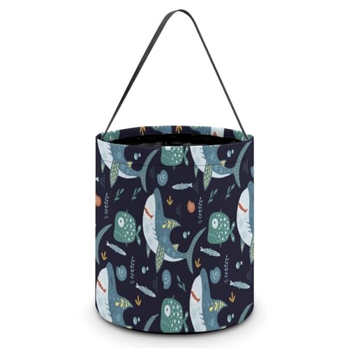 Bolsa tote para Halloween con diseño de tiburón, ideal para caramelos, regalos y truco o trato