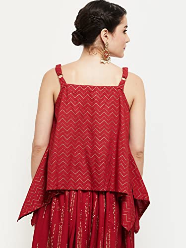 Image of Max Women's Printed Sleeveless Asymmetric Hem Regular Fit Top