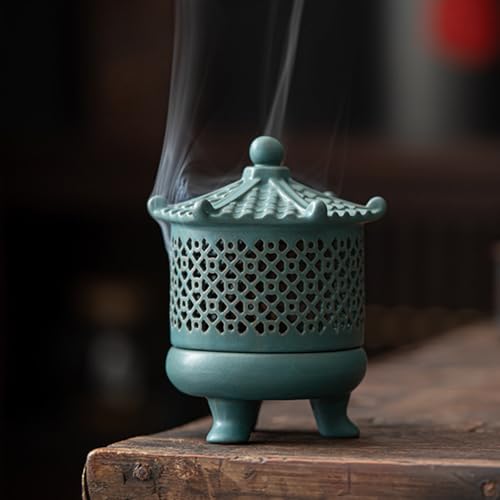Image of Ekhasa Ceramic Dhoop Dani Loban Burner Holder Stand for Home | Dhup Kapoor Dani for Puja | Sambrani Dhoop Holder | Dhuni Burner Samrani Dhoop Batti Stand for Pooja | Dhup Stand Incense Oud Burner