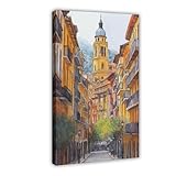 QITJSGD Pamplona - Póster de lienzo de acuarela para decoración de dormitorio, oficina, habitación, regalo, 30 x 45 cm