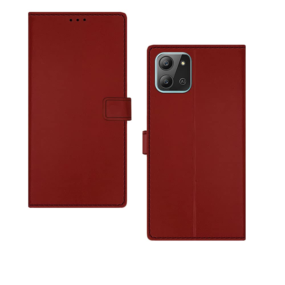 Inktree Infinix Hot 11 2022 Flip Case | Premium Leather Finish Flip Cover |Complete Protection Flip Cover for Infinix Hot 11 2022 – Mehroon Red
