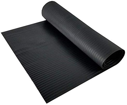RESILIA - Black Plastic Floor Runner/Protector - Embossed Wide Rib Pattern, (27 Inches Wide x 6 Feet Long)