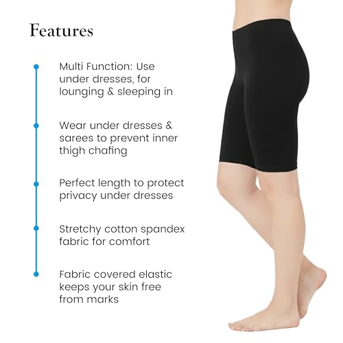 Image of Women's Cotton Lycra Cycling Shorts | 95% Cotton 5% Spandex | Stretchable Knee Length Tights for Gym, Yoga & Sports