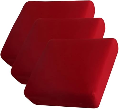 AURLOE Fundas de sofá impermeables de 3 piezas, funda elástica para sofá, protector de muebles con elástico adecuado para sofá de 3 plazas (3, rojo)