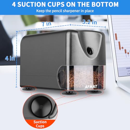AFMAT Heavy Duty Electric Pencil Sharpener, Auto Stop Classroom Pencil Sharpeners for 6-11mm No.2/Colored Pencils, Pencil Sharpener for Large Pencils, Sharp Point, Save Pencil, PSX3 by AFMAT - Image 6