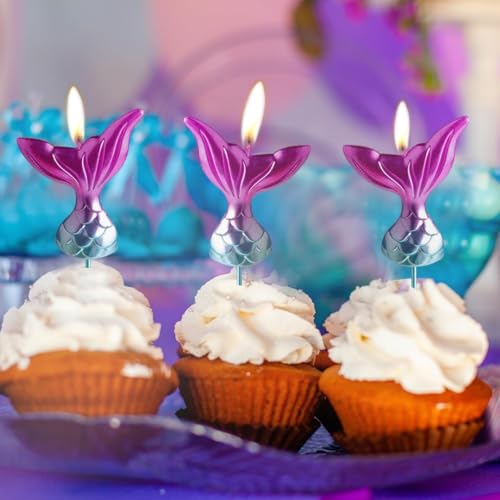 Image of Wanna Party Mermaid Candles for Underwater Theme Birthday Party and Cake Decoration-Pack of 5, Multicolor