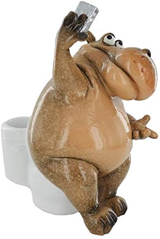 Comical Hippo on the Toilet Novelty Gift Joke Present Home Decor H15cm