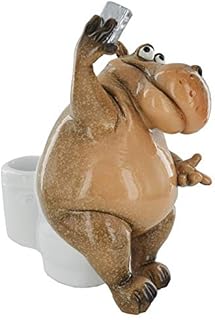 Comical Hippo on the Toilet Novelty Gift Joke Present Home Decor H15cm