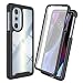 Produktbild RonRun Kompatibel mit Motorola Edge 30 Pro Hülle, 360° Grad vollschutz Stoßfest Handyhülle Transparent Hülle Silikon Bumper Cover mit eingebautem Displayschutz Schwarz