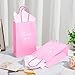 DjinnGlory 100 Pack Small Sized Pink Paper Gift Bags with Handles Bulk for Small Business, Boutiques, Baby Showers, Party Favors & Care Packages, 9x5.5x3.15 Inch
