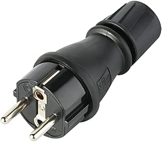Electraline 55084, wtyczka z zestykiem ochronnym, gumowa wtyczka IP54, guma i tworzywo sztuczne, do użytku na zewnątrz, hermetyczne zamknięcie