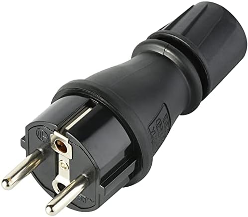 Electraline 55084, wtyczka z zestykiem ochronnym, gumowa wtyczka IP54, guma i tworzywo sztuczne, do użytku na zewnątrz, hermetyczne zamknięcie