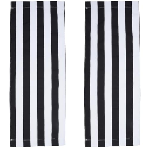 GORGECRAFT 113x43cm Beach Sling Chair Sostituzione Tela 2pz Sedie da Esterno Coperture Sostituzioni Nero e Bianco Portatile Reclinabile Sling Chair Tessuto per Prendere Il Sole Giardino Cortile Relax