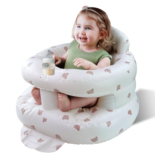 Image of Inflatable Baby Seat for 3-36 Months Babies, Blow up Baby Chair with Built-in Air Pump, PVC Material, Full Enclosure Protection, Outdoor Travel Inflatable Chair for Infant