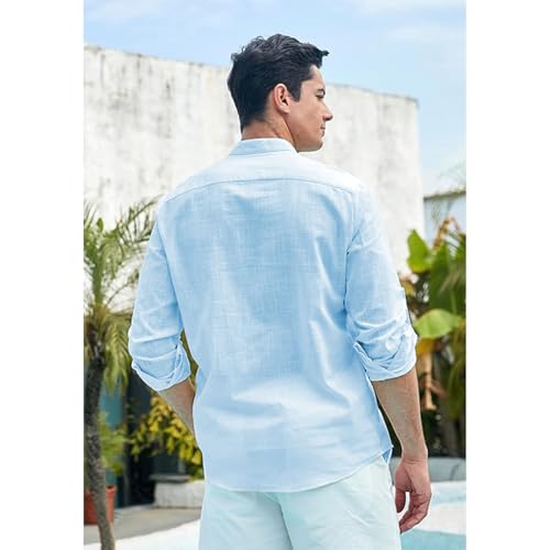 Image of Vida Loca Men Full Sleeve Solid Cotton Blend Straight Slim Fit Kurta Shirt for Men's.