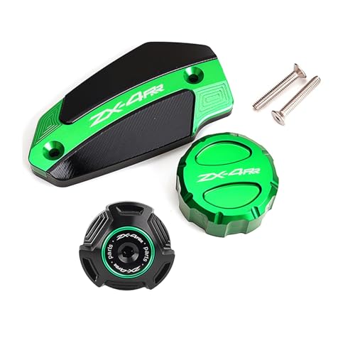 ZX-4R ZX-4RR ZX4R ZX4RR オートバイアクセサリー リアフロントブレーキフルードリザーバーキャップ オイルフィラーキャップ プラグカバーに対応(A Set-Green)