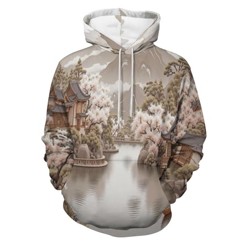 Sweat à capuche encre chinoise marron 3D pour homme et femme