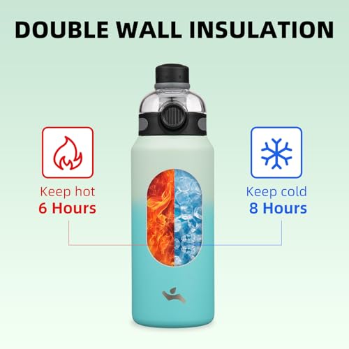 Image of Konokyo 32 oz Insulated Stainless Steel Water Bottle with Straw Lid