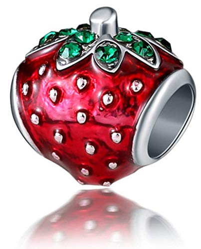CherityneStrawberry with Crystals Charm Bead