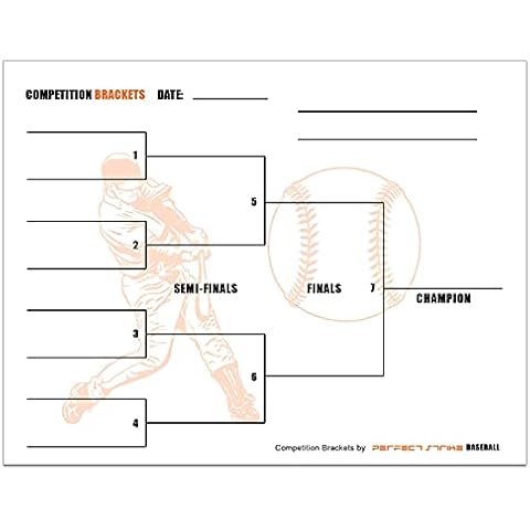 Perfect Strike Baseball Competition Brackets for Team tournaments or Skills competitions. Sheet Brackets for up to 8 participants. (100) Cover