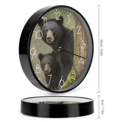 Horloge murale décorative ours noir ronde à piles pour maison - 3