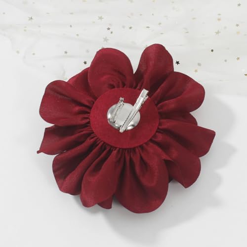 Image of 6.3 Inches Large Rose Flower Brooches and Pins for Women | Rose Flower Hair Clips & Brooches for Women Dresses | Hat Pins for Clothes, Burgundy